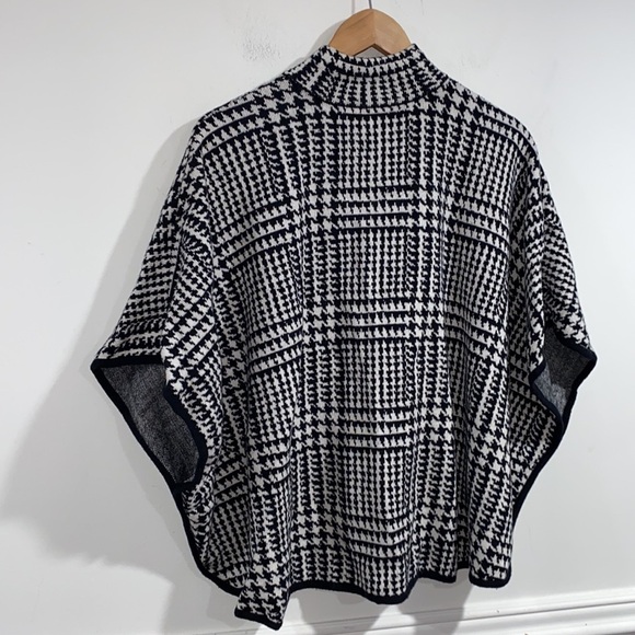 Jones NY poncho sweater houndstooth super soft zippered front small medium - Picture 5 of 5